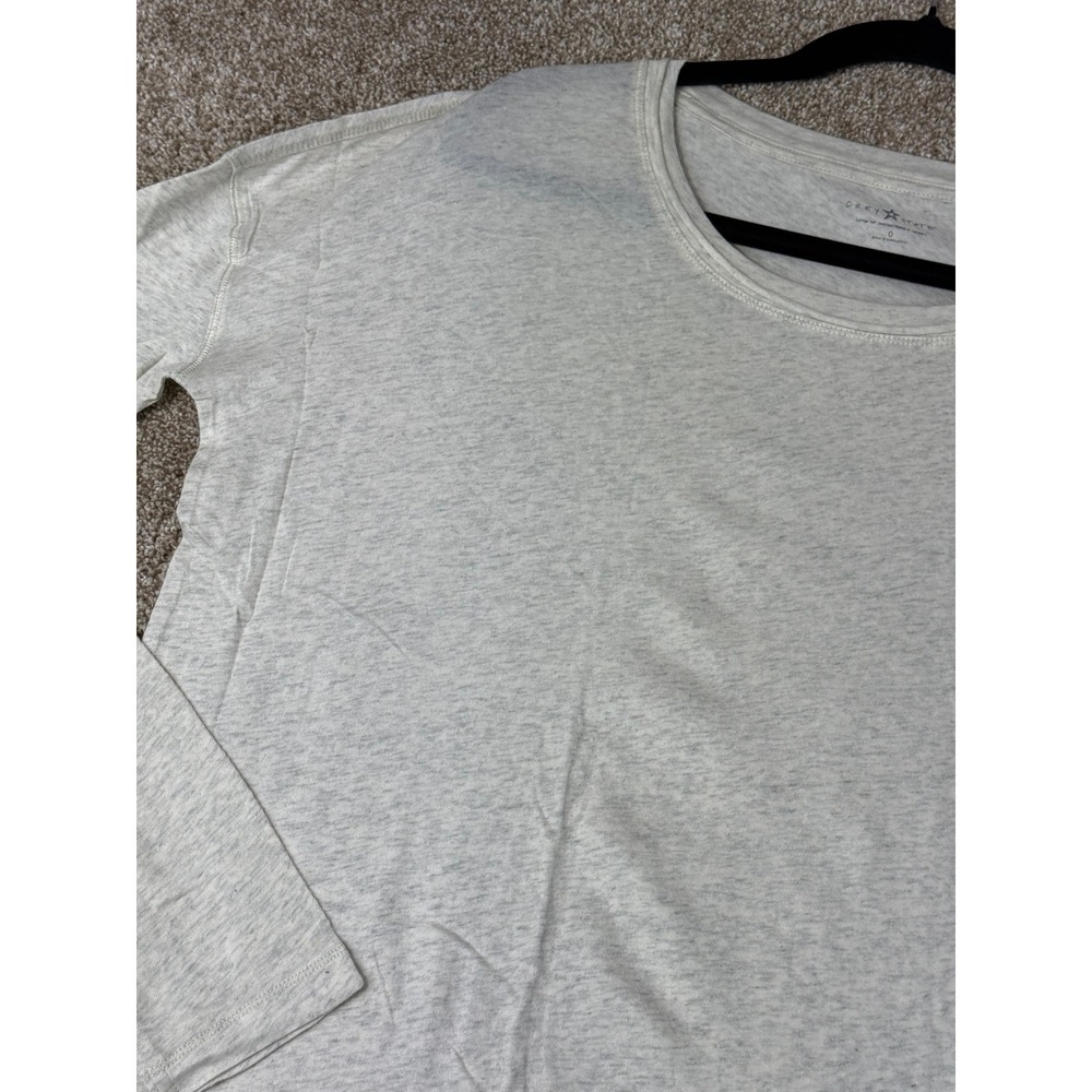NEW Grey State Yummy Tee Creme Heather 100% Cotton Long Sleeve Shirt 0 Lounge